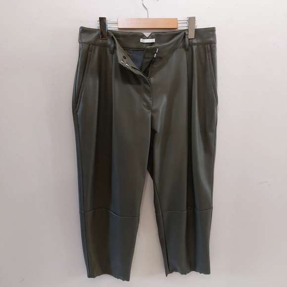 H&M Khaki Coloured Faux Leather Pants - Picture 2 of 6